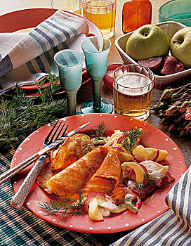 燕麦,薄烤饼,苹果,黄瓜沙拉,整个食物,食物,芬兰,烹饪