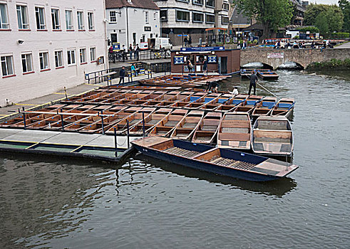 英国剑桥河边的船只