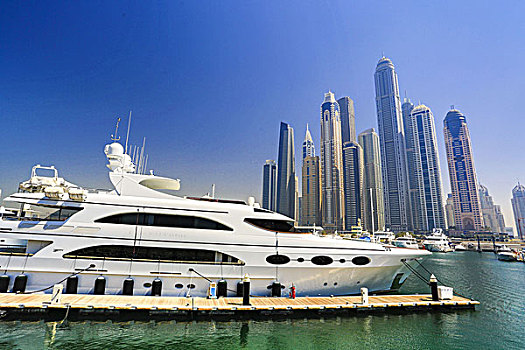 地平线,迪拜,游艇,港口