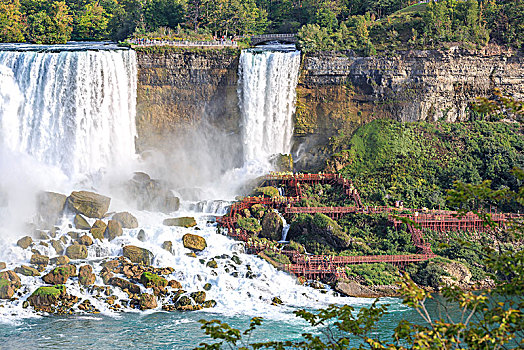 旅游,正面,瀑布,美洲瀑布,布里尔维尔瀑布,尼亚加拉瀑布,安大略省,加拿大,北美