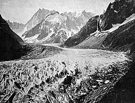 一个,冰河,靠近,历史,照片,瑞士,欧洲
