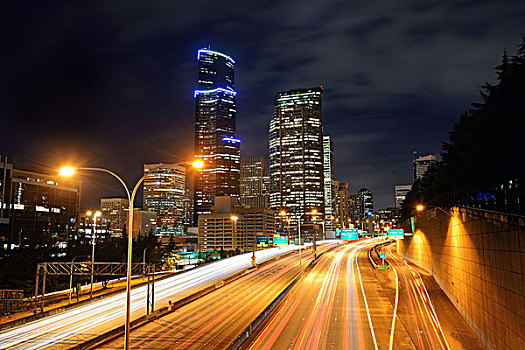 西雅图,城市风光,城市,建筑,红绿灯,小路