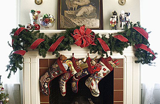 装饰,壁炉架,悬挂,圣诞袜