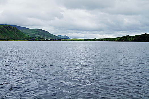 湖,山峦,背景,凯瑞郡,爱尔兰