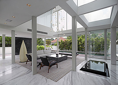 座椅,现代,开放式格局,客厅,新加坡