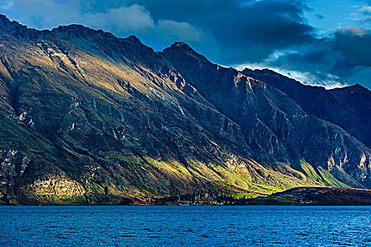 湖,壮观,山,靠近,皇后镇,奥塔哥地区,新西兰
