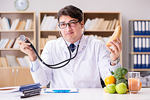 医生,节食,概念,果蔬