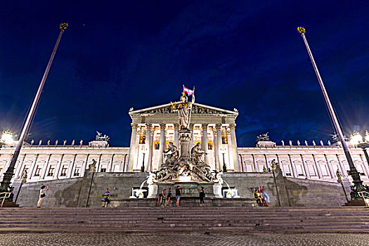 议会,维也纳,夜晚