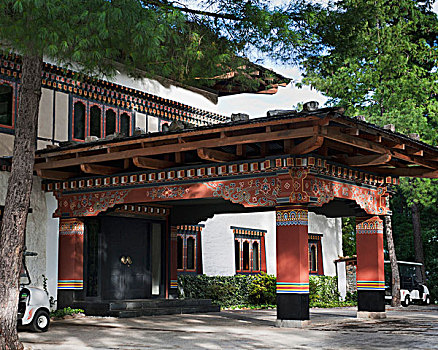入口,酒店,地区,不丹