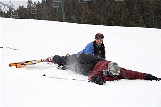 女青年,中年,男人,秋天,雪