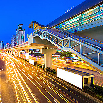 公路,夜晚,光影