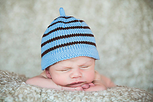 婴儿,3周,睡觉,戴着,帽子