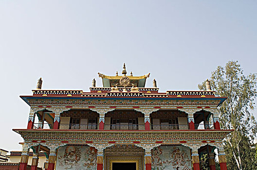 仰视,寺院,比哈尔邦,印度