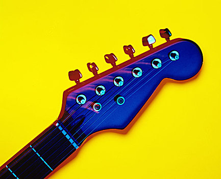 蓝色,吉他,按键,黄色背景