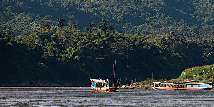 游船,湄公河,老挝