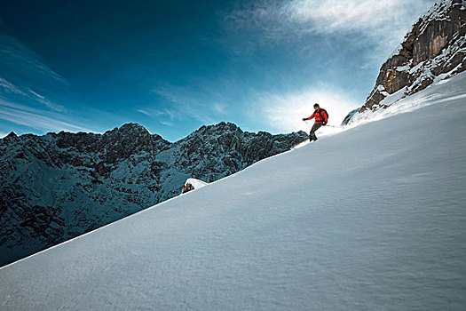 奥地利,提洛尔,山,滑雪,下坡