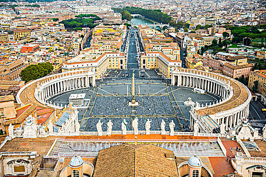 风景,穹顶,圣彼得大教堂,圣彼得广场,广场,梵蒂冈,罗马,拉齐奥,意大利,欧洲