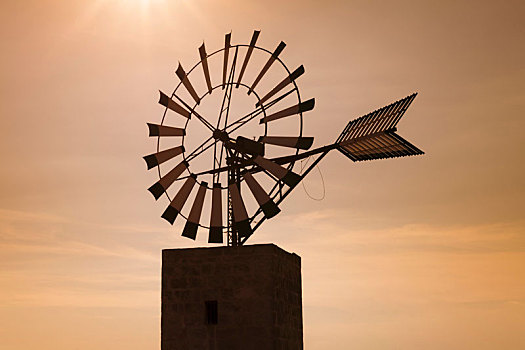 风车,靠近,马略卡岛,巴利阿里群岛,西班牙