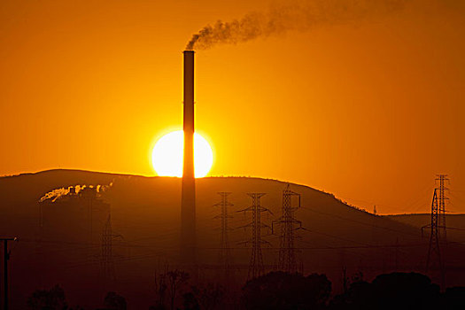 澳大利亚,南澳大利亚州,太阳,后面,燃煤,发电站