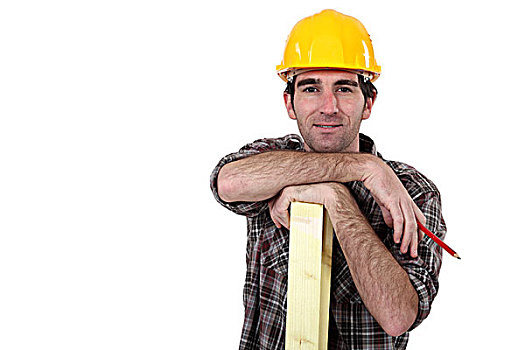 建筑工人,姿势,厚木板
