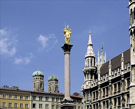纪念建筑,圣母玛利亚,柱子,慕尼黑,德国,欧洲