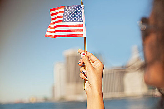 女人,新奇,指甲,摆动,美国国旗