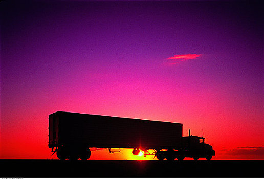 剪影,运输,卡车,日落