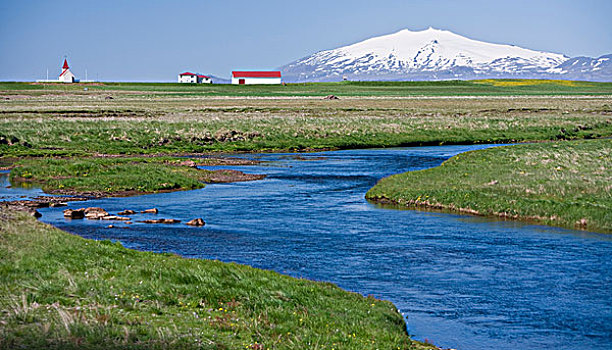 冰岛,农场,火山,远景