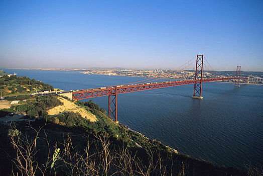 萨拉查大桥,塔古斯河,塔霍河,里斯本,地区,葡萄牙,欧洲