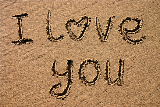 我爱你,书写,海滩