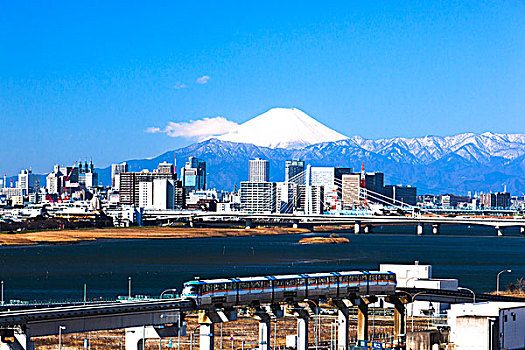 山,富士山,单轨铁路