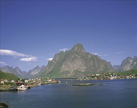 挪威,罗浮敦群岛,岛屿,乡村,海边,山