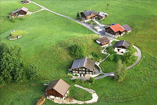 小村庄,薪水,伯恩高地,航拍,瑞士