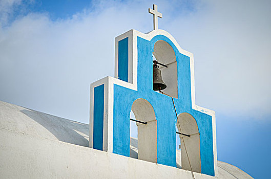 传统,蓝色,钟楼,教堂,岛屿,锡拉岛,希腊