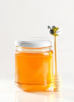罐,有机,蜂蜜,勺子
