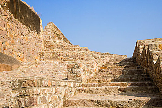 仰视,楼梯,堡垒,海得拉巴,安得拉邦,印度