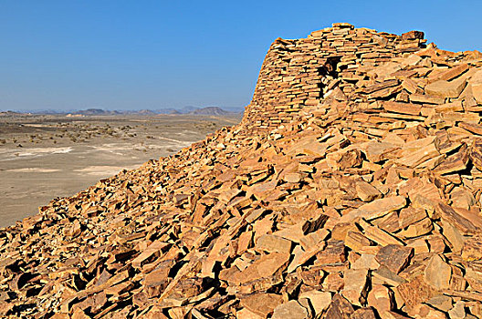 荒芜,石头,墓地,靠近,沙尔基亚区,区域,阿曼苏丹国,阿拉伯,中东