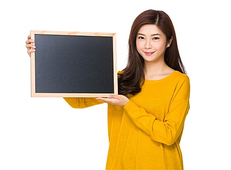 女人,拿著,黑板