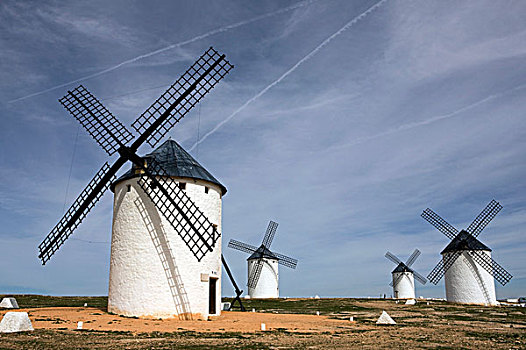 风,风车,拉曼查,西班牙