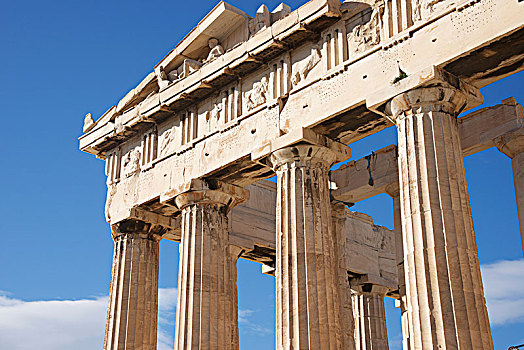 柱廊,山形墙,帕特侬神庙,展示,雕塑,雅典,阿提卡,希腊