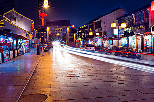 苏州古镇山塘街夜景