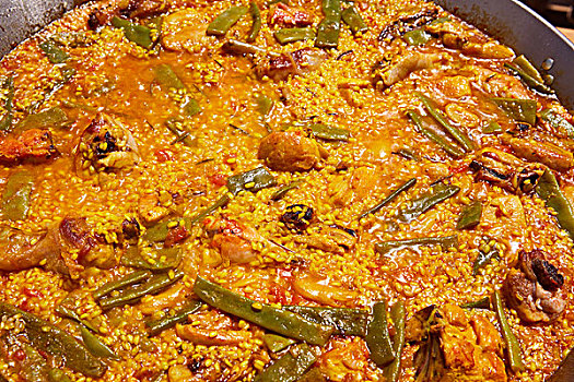 拌饭,西班牙,鸡肉,兔子,米饭,烹饪,瓦伦西亚