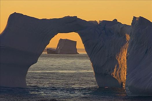 冰山,日落,海洋,南极