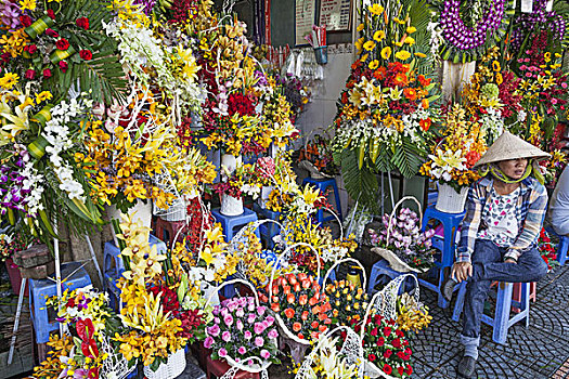 越南,胡志明,城市,市场,花,站立