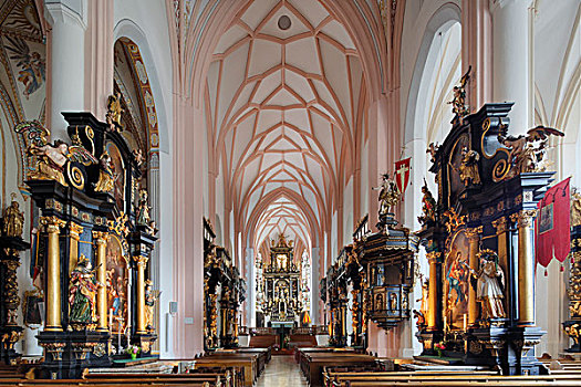 内景,大教堂,月亮湖地区,萨尔茨卡莫古特,区域,上奥地利州,奥地利,欧洲
