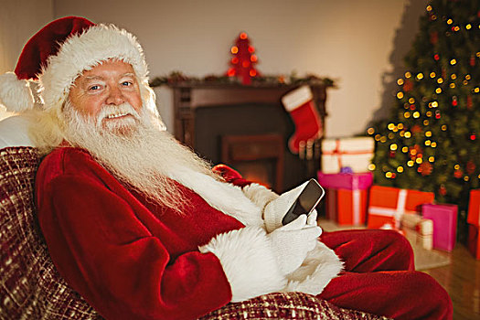 微笑,圣诞老人,智能手机,圣诞节