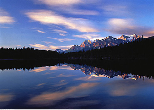 反射,赫伯特湖,班芙国家公园,艾伯塔省,加拿大