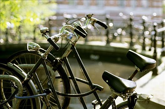 荷兰,阿姆斯特丹,自行车,街道,特写