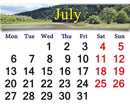 日历,六月,速度,河
