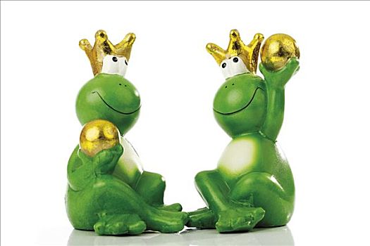 青蛙,王子,国王,相互,拿着,金色,球